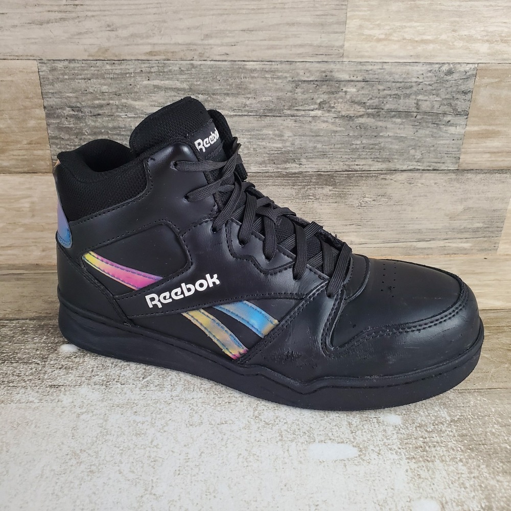 Reebok BB4500 Womens Work Shoes Sz 8.5 M Black Leather High Top Comp Toe Lace Up